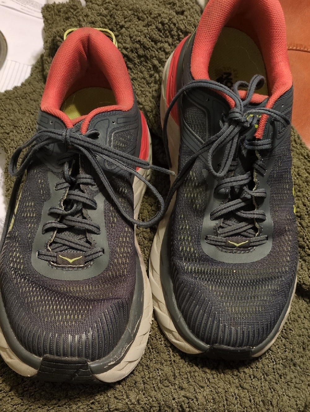 Hoka Men's Running Shoes in Dark Gray and Coral